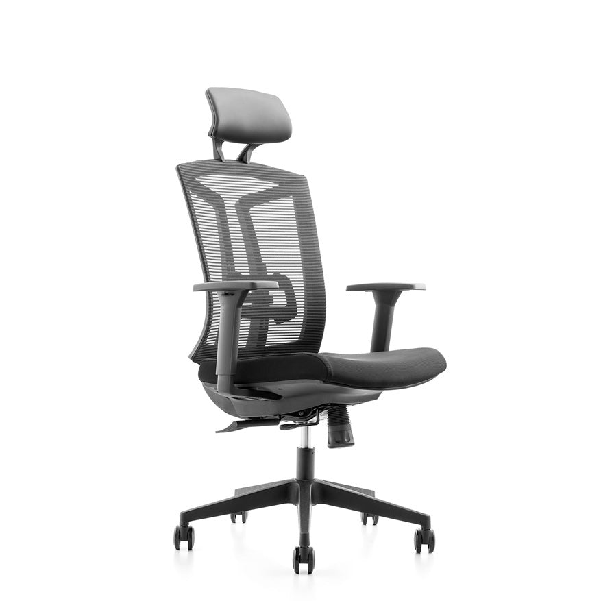 Chaise Ergonomique 12000SS-HR avec appuie tête et dossier en maille